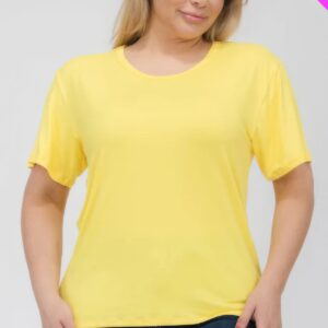 Yellow Plus Size Basic Short Sleeve T-shirt
