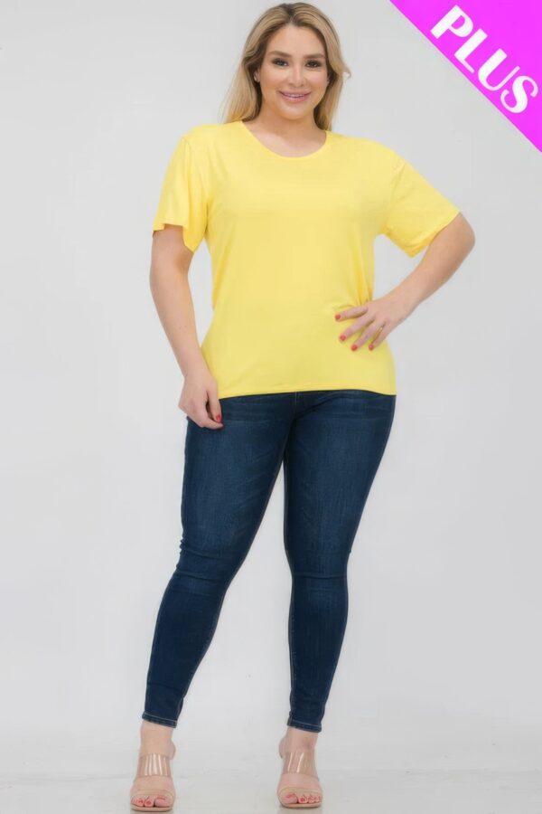 Yellow Plus Size Basic Short Sleeve T-shirt - Image 5