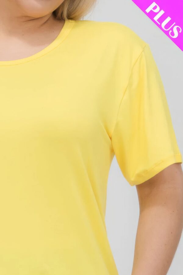 Yellow Plus Size Basic Short Sleeve T-shirt - Image 2