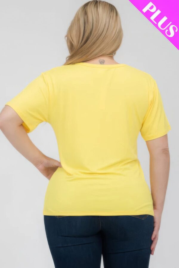 Yellow Plus Size Basic Short Sleeve T-shirt - Image 4