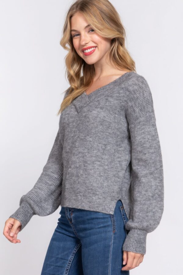 Long Sleeve Double V-neck Sweater - Image 20