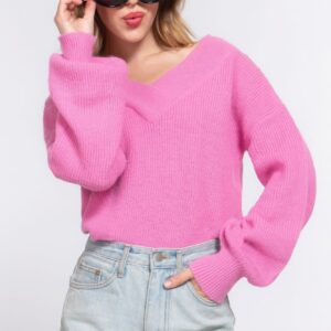 Long Sleeve Double V-neck Sweater