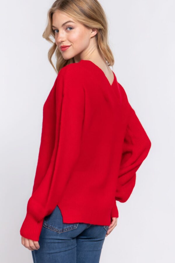 Long Sleeve Double V-neck Sweater - Image 13