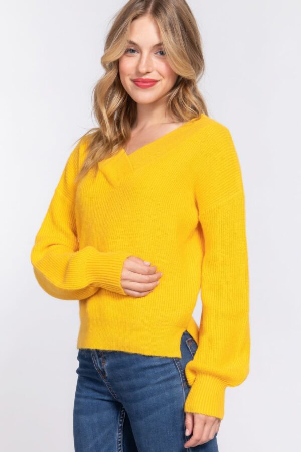 Long Sleeve Double V-neck Sweater - Image 6