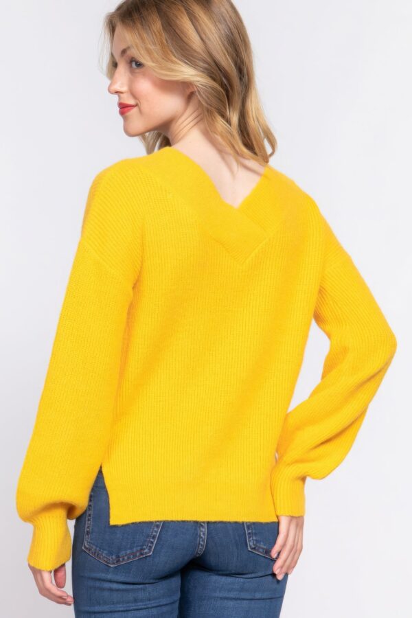 Long Sleeve Double V-neck Sweater - Image 9