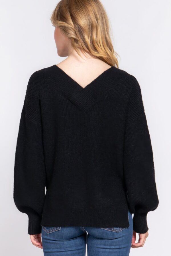 Long Sleeve Double V-neck Sweater - Image 17