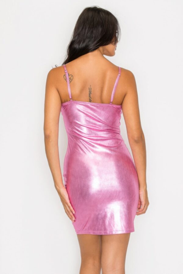 Scoop Neck Foil Mini Dress - Image 9