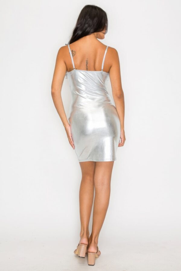 Scoop Neck Foil Mini Dress - Image 20