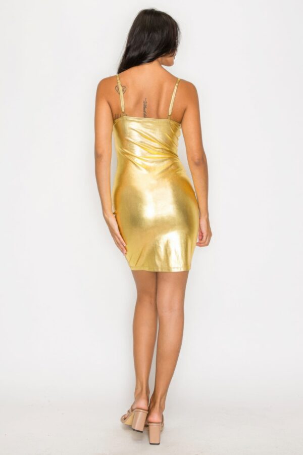 Scoop Neck Foil Mini Dress - Image 12