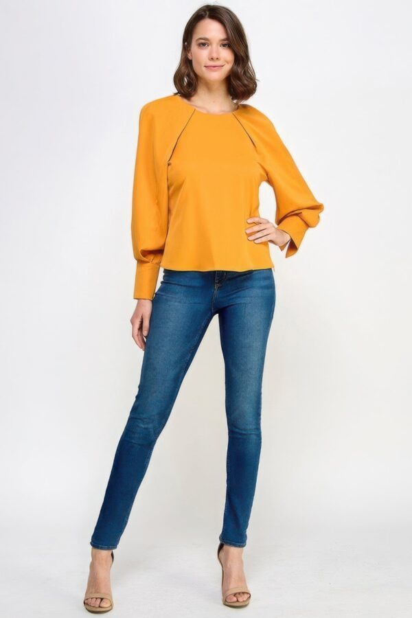 Raglan Long Sleeve Top With Back Neck Tie - Image 2