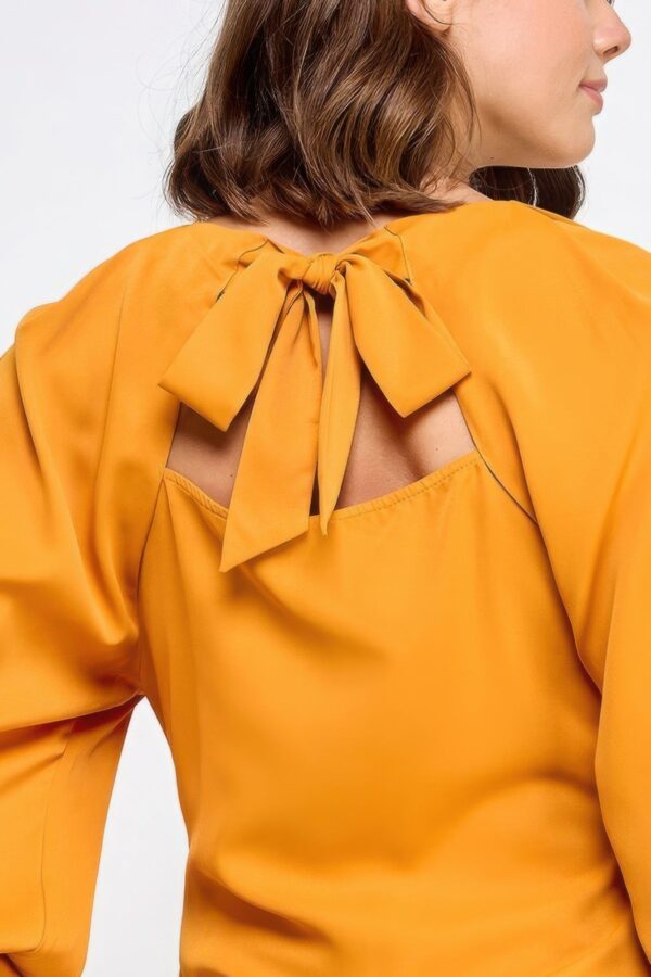 Raglan Long Sleeve Top With Back Neck Tie - Image 4