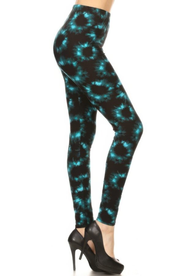 Tie Dye Printed, Full Length High Waisted Leggings - Image 4