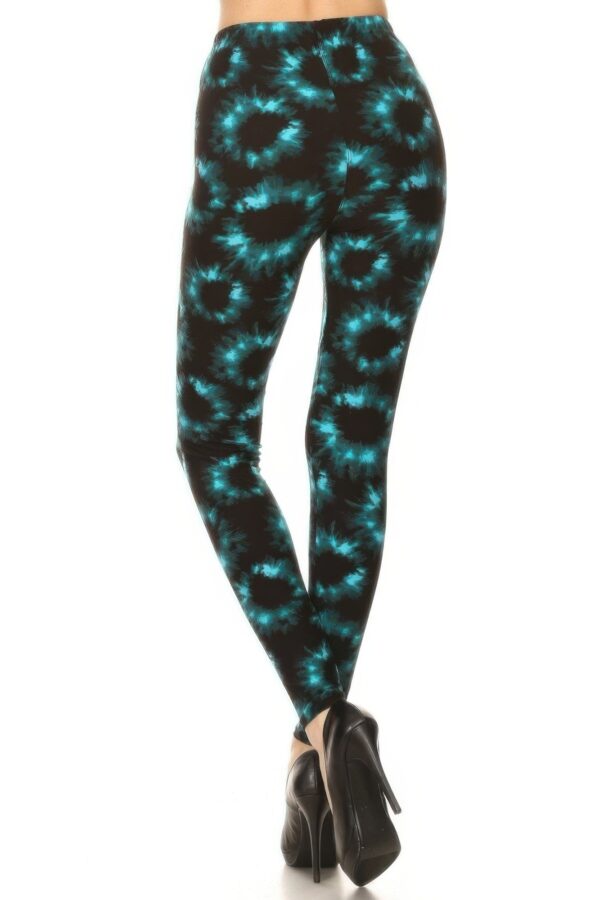Tie Dye Printed, Full Length High Waisted Leggings - Image 3