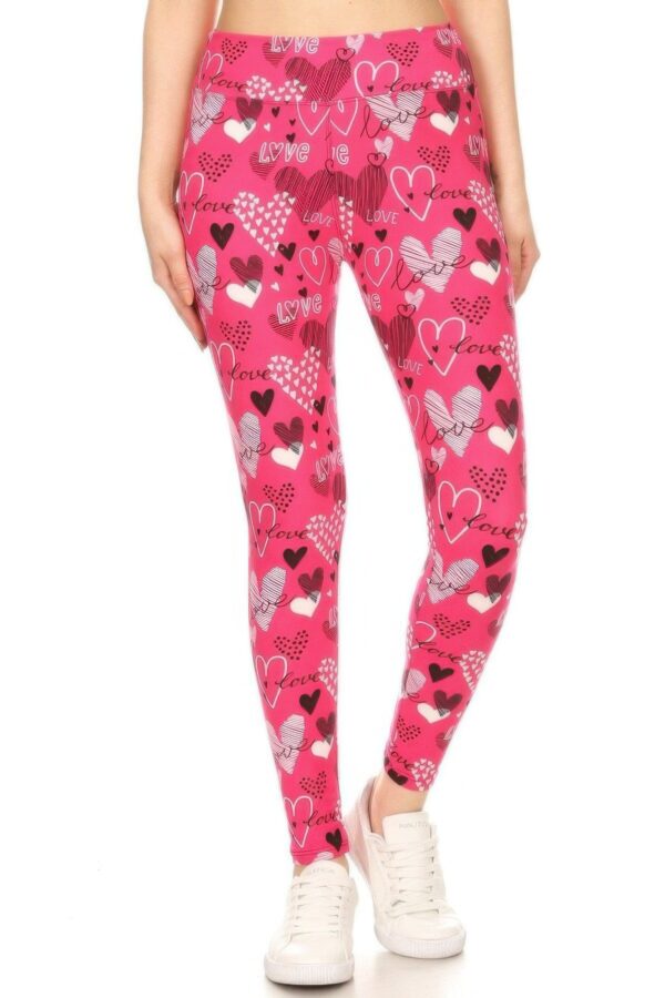 Heart Prints Printed High Waisted Leggings