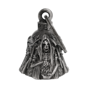 Skeleton Holding Fire Ball Motorcycle Bell