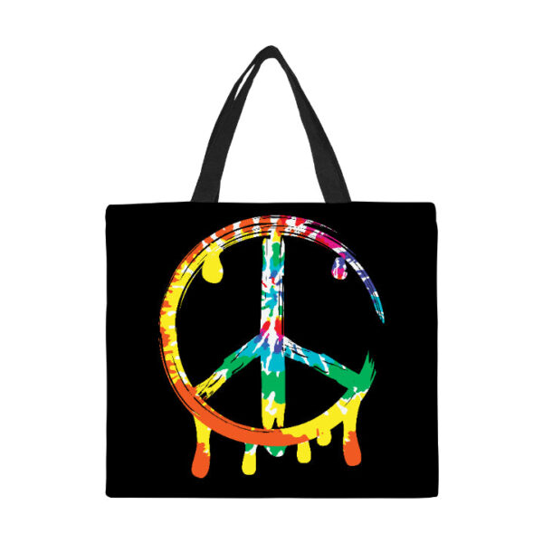 Hippy Peace Sign Canvas Tote Bag/Large