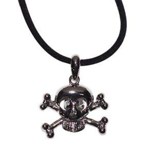 Black Velvet Necklace with Skull & Bones Pendent