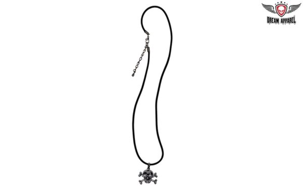 Black Velvet Necklace with Skull & Bones Pendent - Image 2