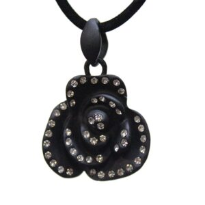 Black Rose Pendent with Gemstones