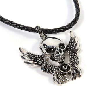 Pewter Flying Skull Pendent