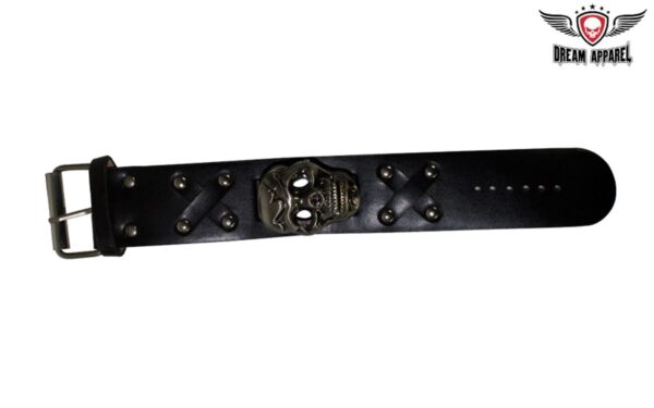 Black Wristband / Watchband with Skull