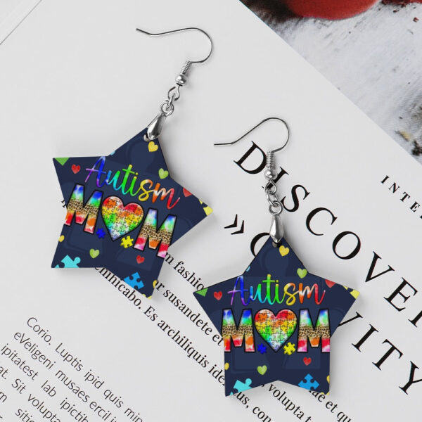 Wooden Autism Mom Earrings - Image 5