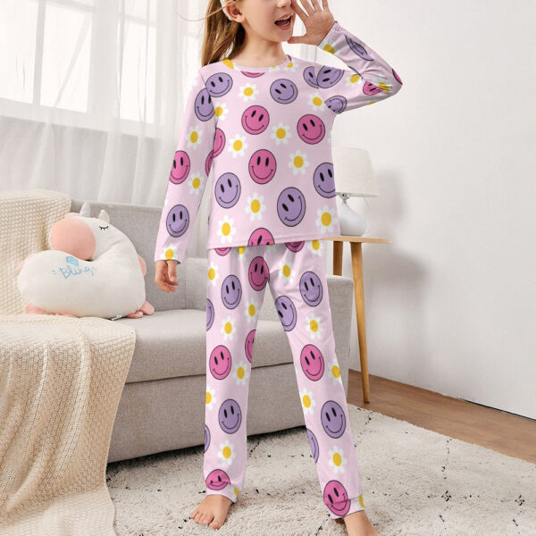 Smiley Floral Girl's Pajama Set - Image 4