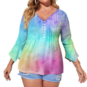 Tie Dye Ruffled Petal Sleeve Top