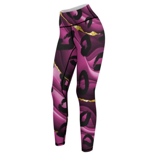 Animal Print Purple Women's Comfort Sports Yoga Pants - Image 7