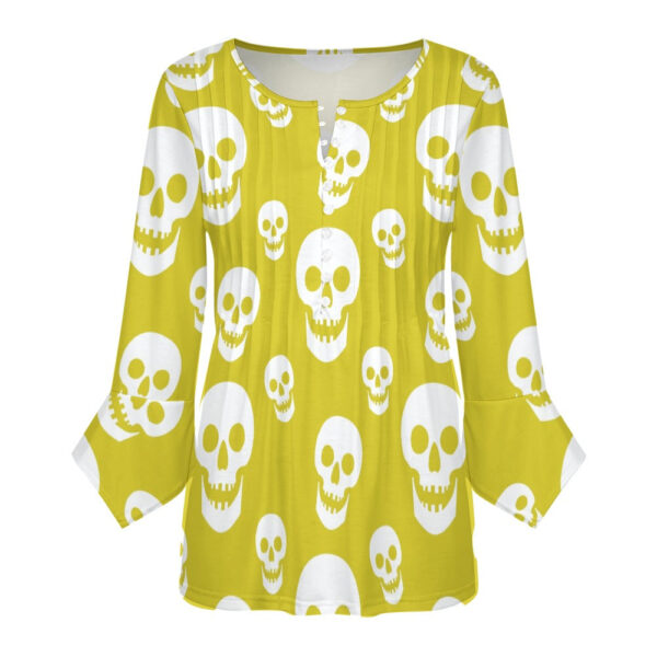Yellow Skulls Ruffled Petal Sleeve Top - Image 2