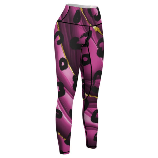 Animal Print Purple Women's Comfort Sports Yoga Pants - Image 4