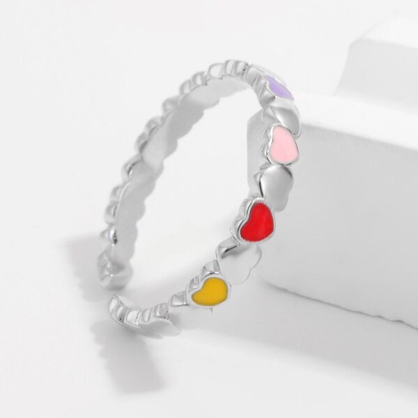 Drip Oil Heart 925 Sterling Silver Ring - Image 5