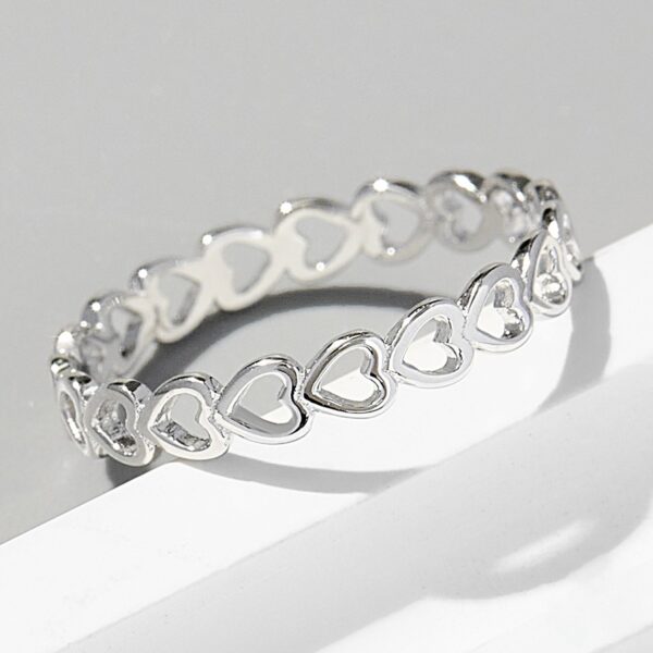 Heart Link 925 Sterling Silver Ring - Image 4
