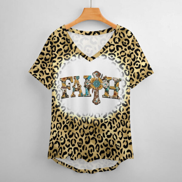 Western Faith Ladies V-Neck Loose Short Sleeve T-Shirt - Image 3