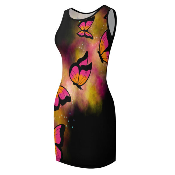 Red Butterflies Slim Fit Sleeveless Tank Dress - Image 3