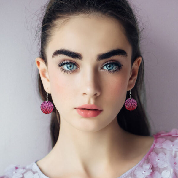 Wooden Pink Leopard Hearts Earrings - Image 2