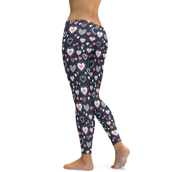 Colorful Hearts Soft Ladies Tight Yoga Pants - Image 2