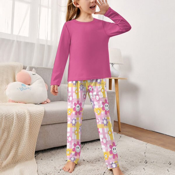 Deep Pink Flowers Girl's Pajama Set - Image 3