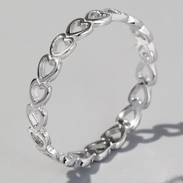 Heart Link 925 Sterling Silver Ring - Image 2