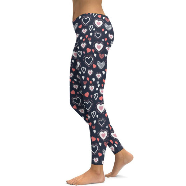 Colorful Hearts Soft Ladies Tight Yoga Pants - Image 3