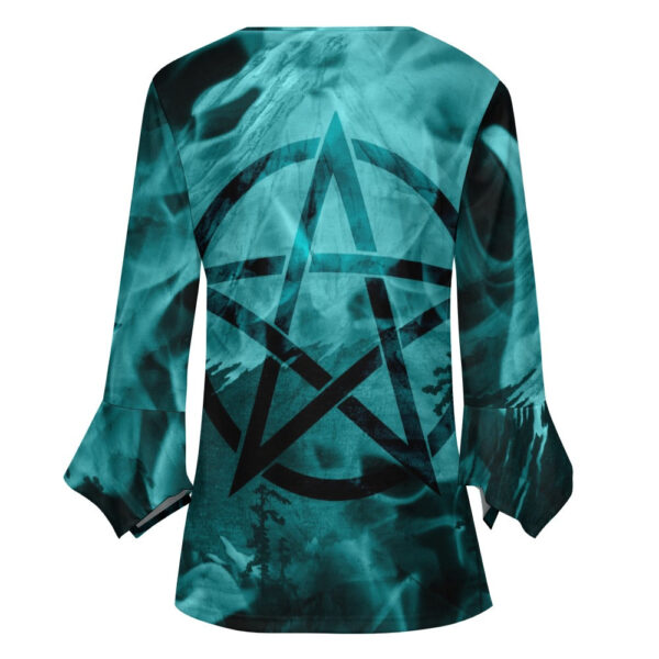 Blue Pentagram Ruffled Petal Sleeve Top - Image 4