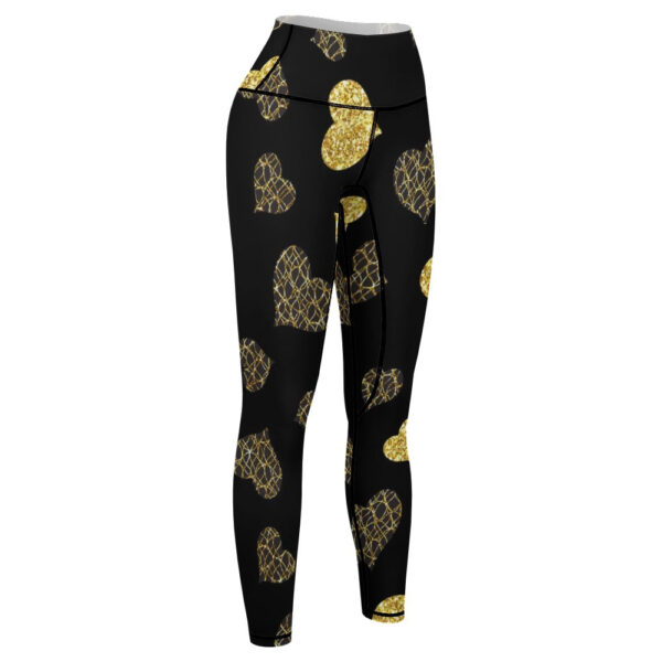 Women's Gold Hearts Comfort Sports Yoga Pants - Image 6