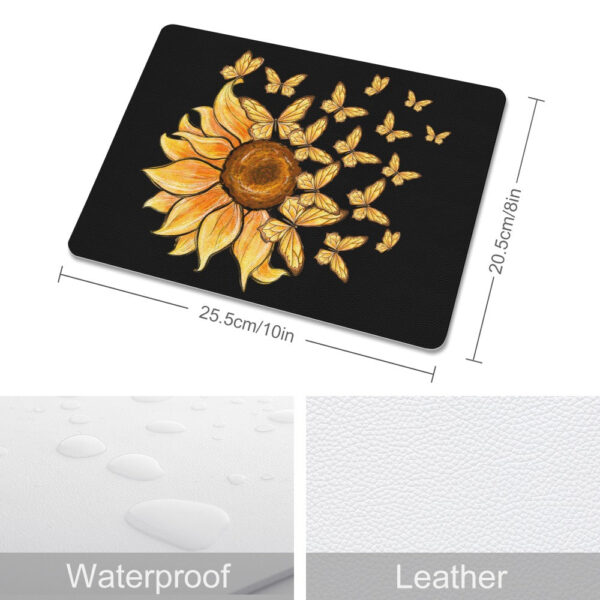Sunflower Butterflies Leather Mouse Pad - Image 3