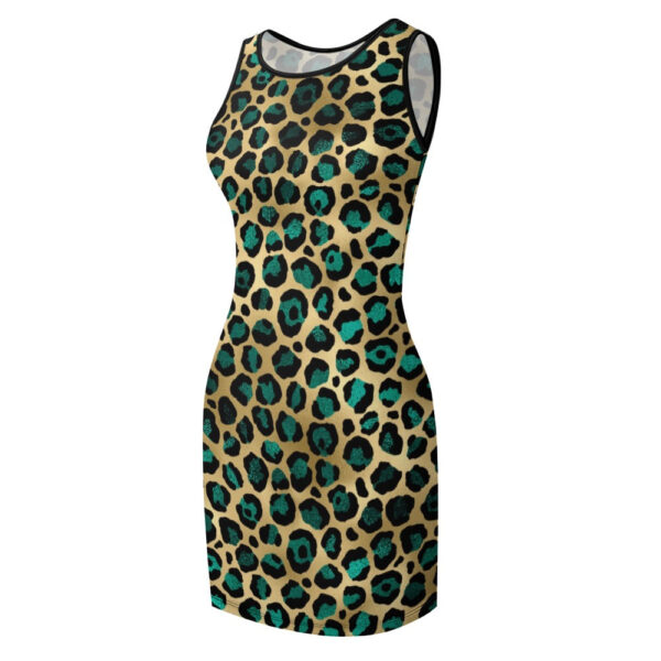 Green Gold Slim Fit Sleeveless Tank Dress - Image 2