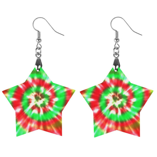 Wooden Tie Dye Swirl Earrings - Image 3