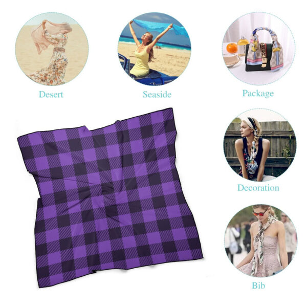 Buffalo Plaid Soft & Shiny Silk Scarves - Image 5