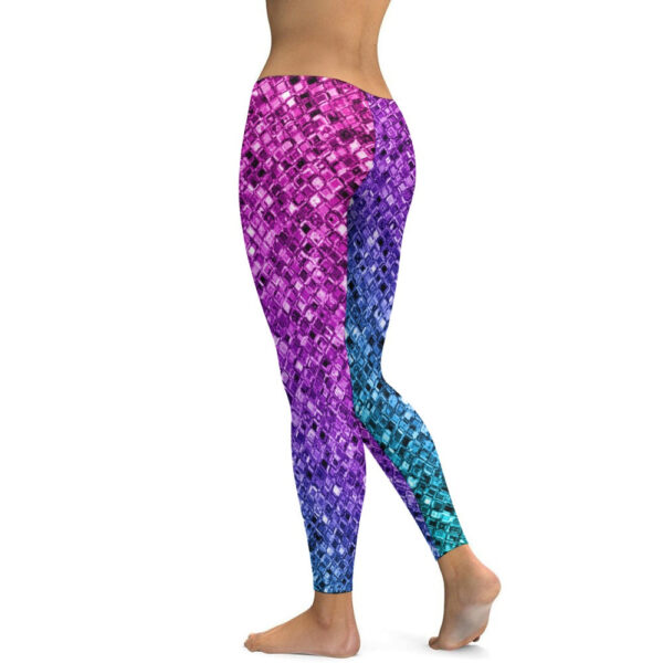 Ombre Glitter Soft Ladies Tight Yoga Pants - Image 3