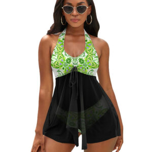 Greenery Split Skirt Swimsuit