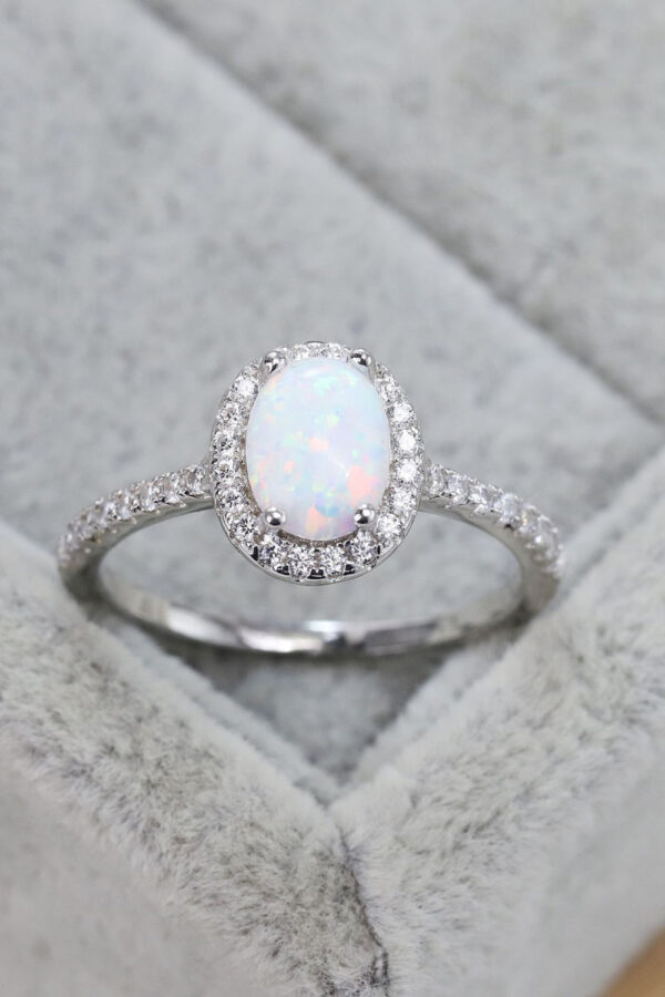 Opal 925 Sterling Silver Halo Ring - Image 7