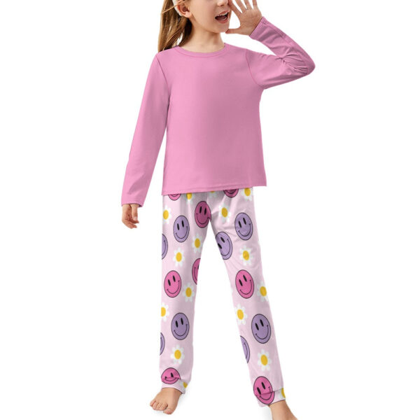 Pink Smileys Girl's Pajama Set - Image 2